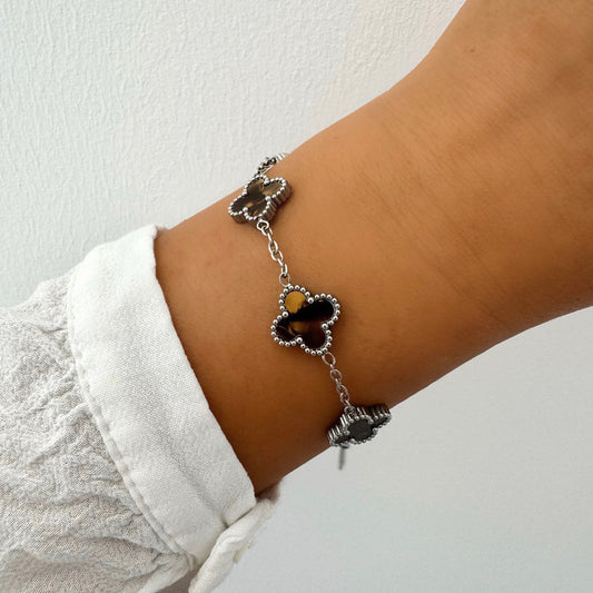 Bracelet Trèfle Maelya choco argenté