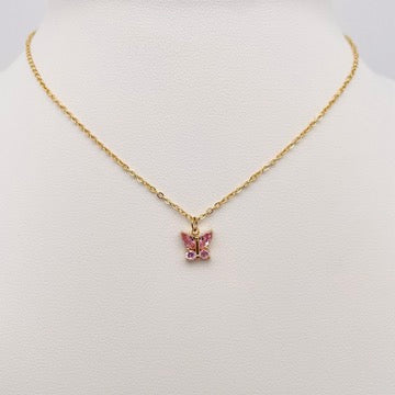 Collier Petit Papillon rose