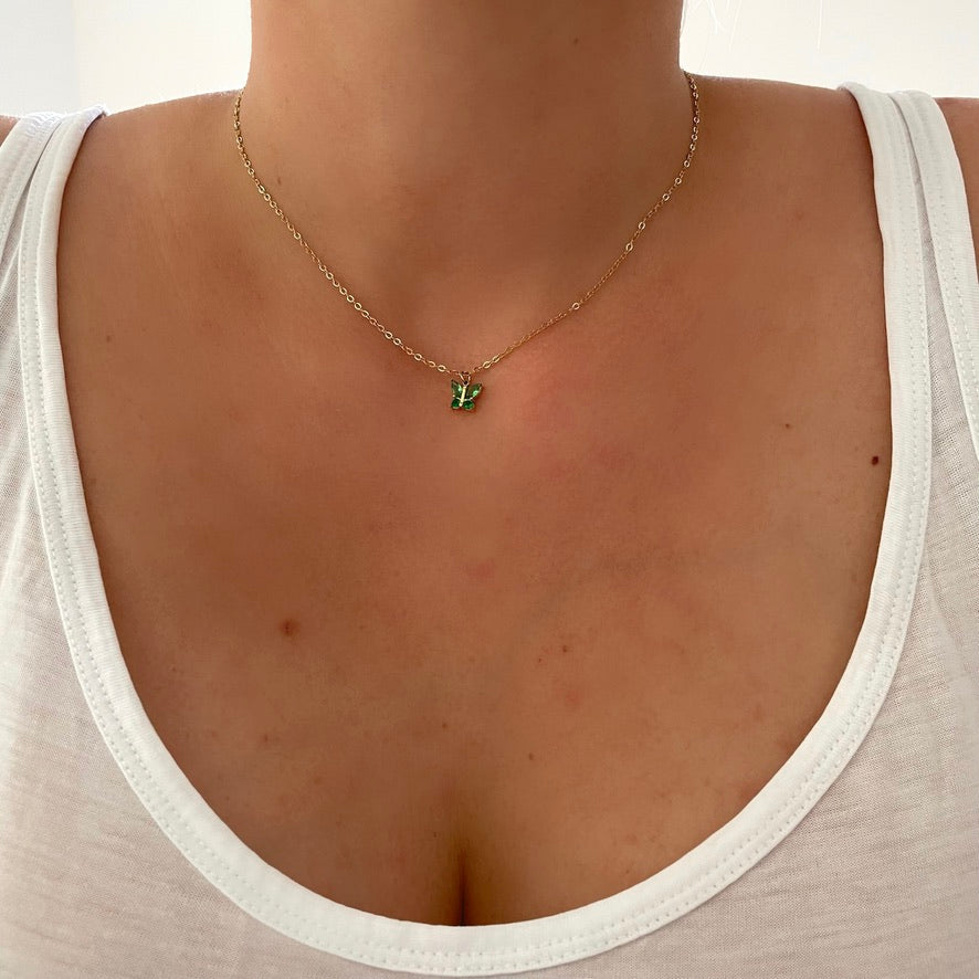 Collier Petit Papillon vert