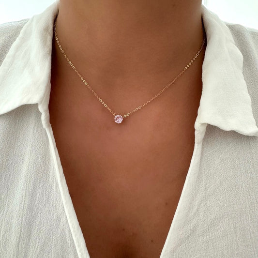 Collier Solitaire rose