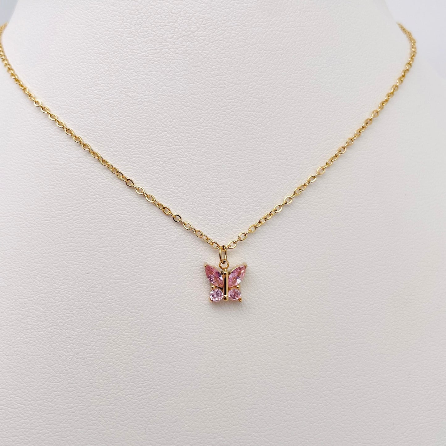 Collier Petit Papillon rose