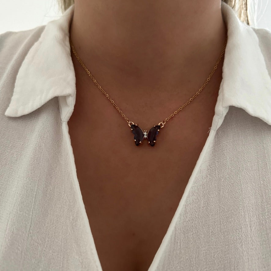 Collier Papillon violet