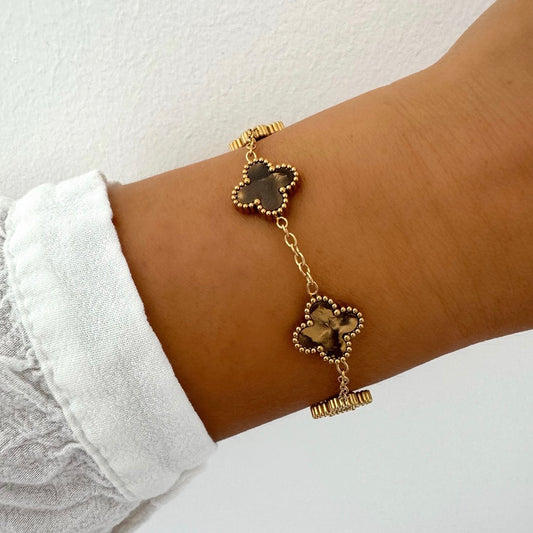 Bracelet Trèfle Maelya choco doré