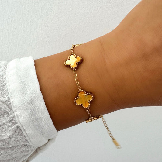 Bracelet Trèfle Maelya jaune doré