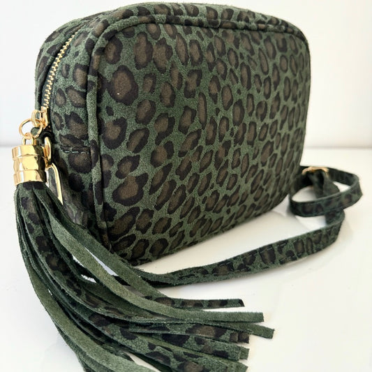 Sac Léo en cuir nubuck vert