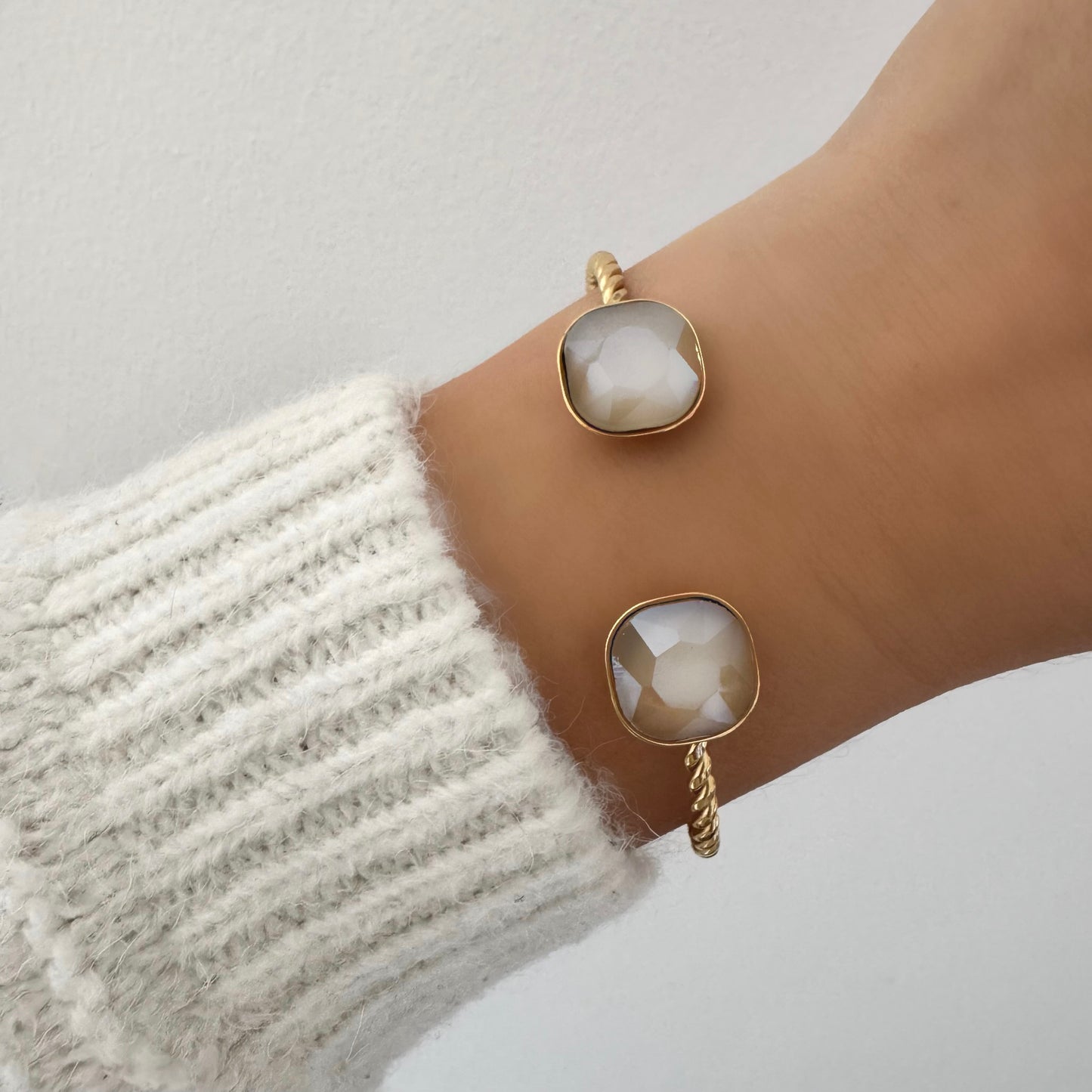 Bracelet jonc Resplendissante beige