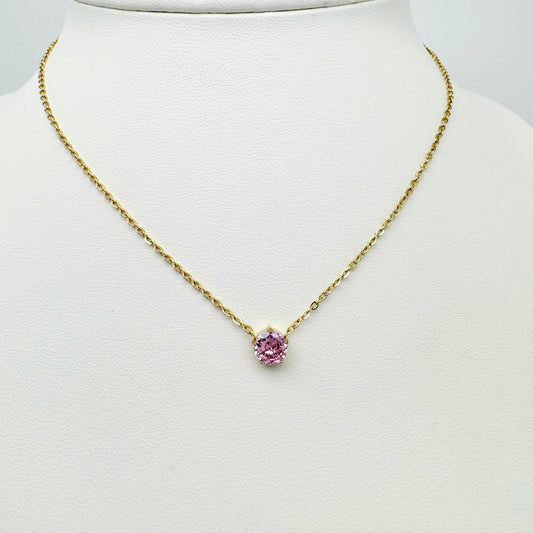 Collier Solitaire rose